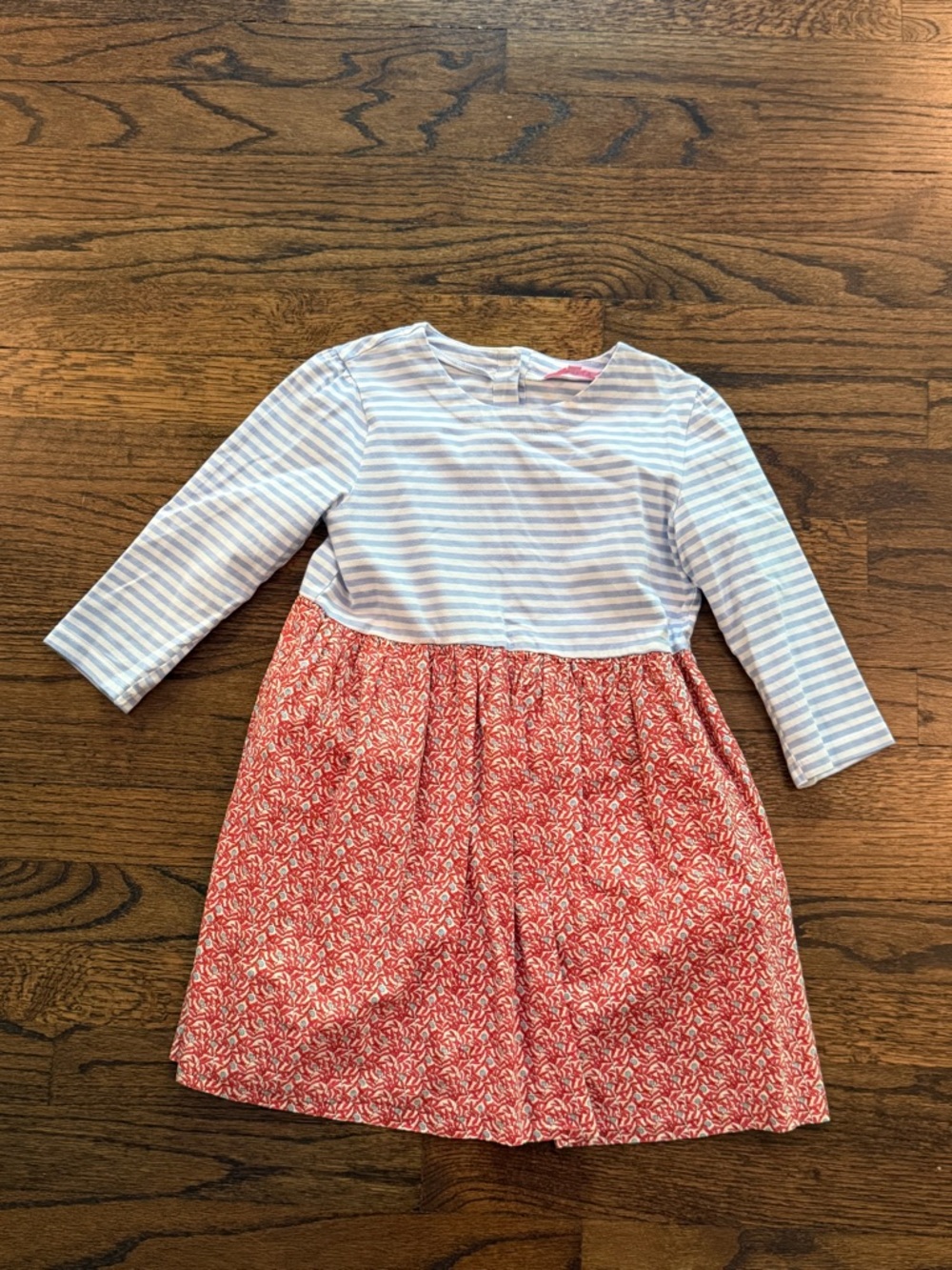 Girls' Long Sleeve Striped Top with red Floral Skirt Dress